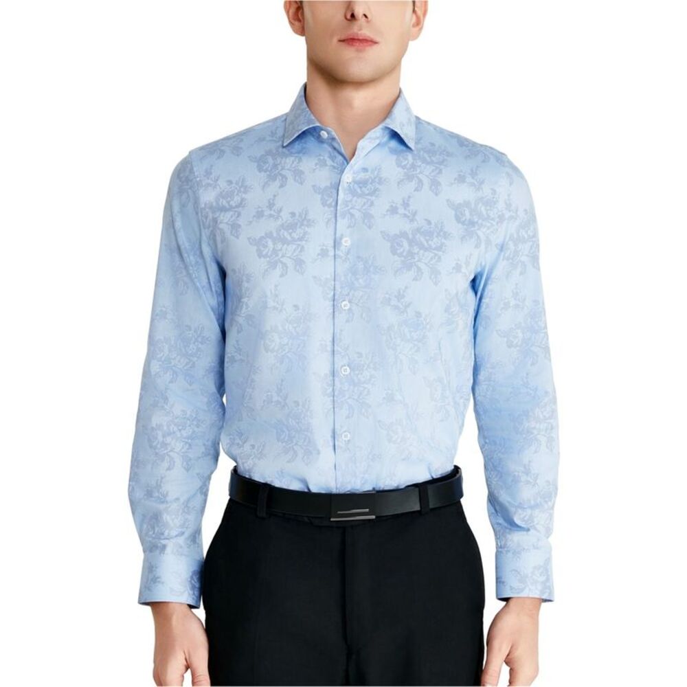 Tallia Mens Floral Stencil Button Down Dress Shirt, NWT